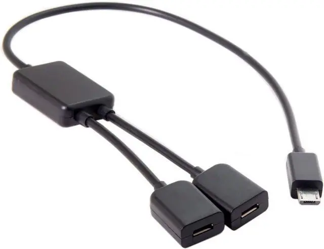 Alt view image 6 of 6 - Micro USB 1 to 2 OTG HUB Cable USB2.0 Splitter with Chipset for Laptop PC Mouse Flash Disk