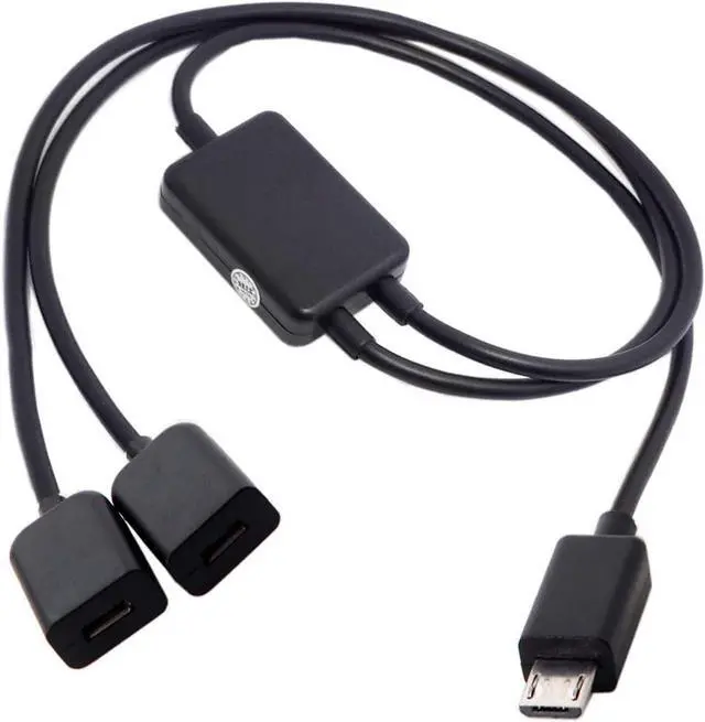 Alt view image 6 of 6 - Micro USB OTG Cable,Micro USB 1 Male to 2 Female Dual Ports Hub Cable for Laptop PC & Mouse & Flash Disk