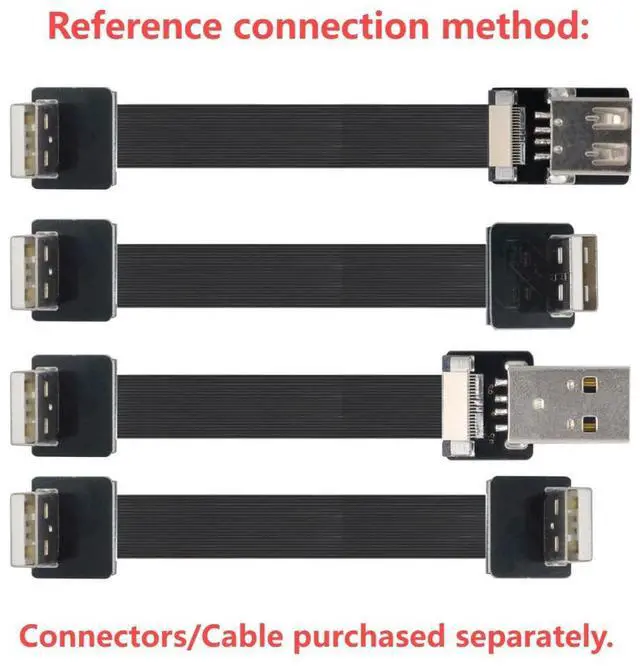 Alt view image 2 of 7 - USB 2.0 Male 90 Degree UP Angled Flat Connector Support 480Mbps Data Transfer 5V Charging for Ribbon Cable,Raspberry Pi, GoPro,Drone, Camera, Gimbal