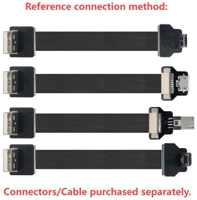 Alt view image 3 of 7 - USB 2.0 Male 90 Degree UP Angled Flat Connector Support 480Mbps Data Transfer 5V Charging for Ribbon Cable,Raspberry Pi, GoPro,Drone, Camera, Gimbal