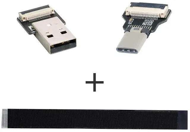 Alt view image 5 of 7 - USB C Flat Cable USB 2.0 Male to USB C Male Ribbon Flex Extension Cable Adapter 0.2M