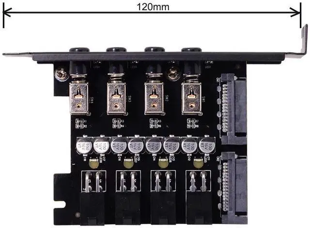 Alt view image 3 of 7 - 4 SATA HDD SSD Hard Drive Power Switch Selector Module Control System with 120mm PCI Bracket
