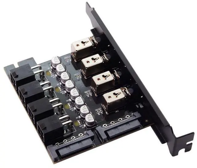 Alt view image 5 of 7 - 4 SATA HDD SSD Hard Drive Power Switch Selector Module Control System with 120mm PCI Bracket