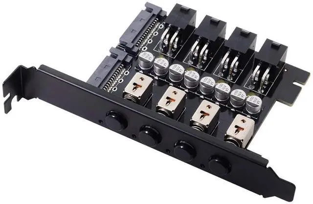 Alt view image 6 of 7 - 4 SATA HDD SSD Hard Drive Power Switch Selector Module Control System with 120mm PCI Bracket