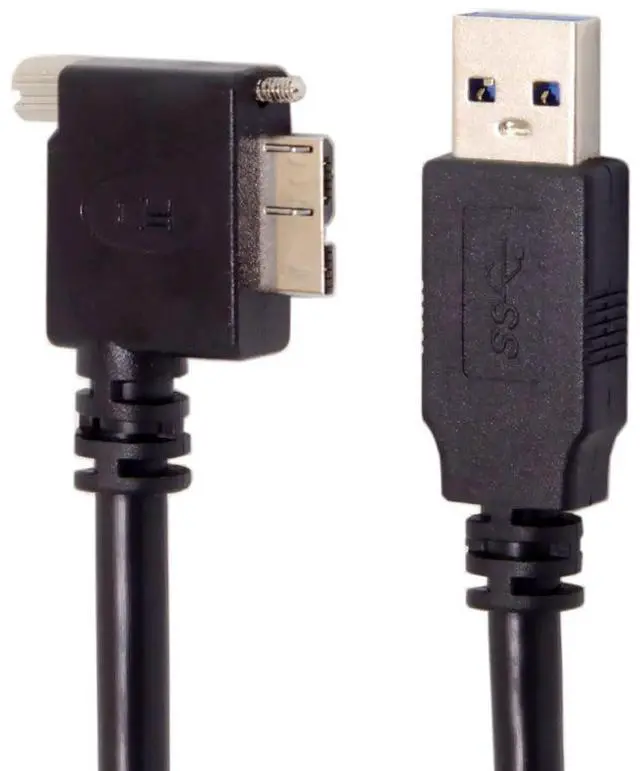 Main image of Micro USB 3.0 Cable USB 3.0 Type A Male to Micro B Male 90 Degree Right Angled Cable with Mount Panel Screws 3.0M