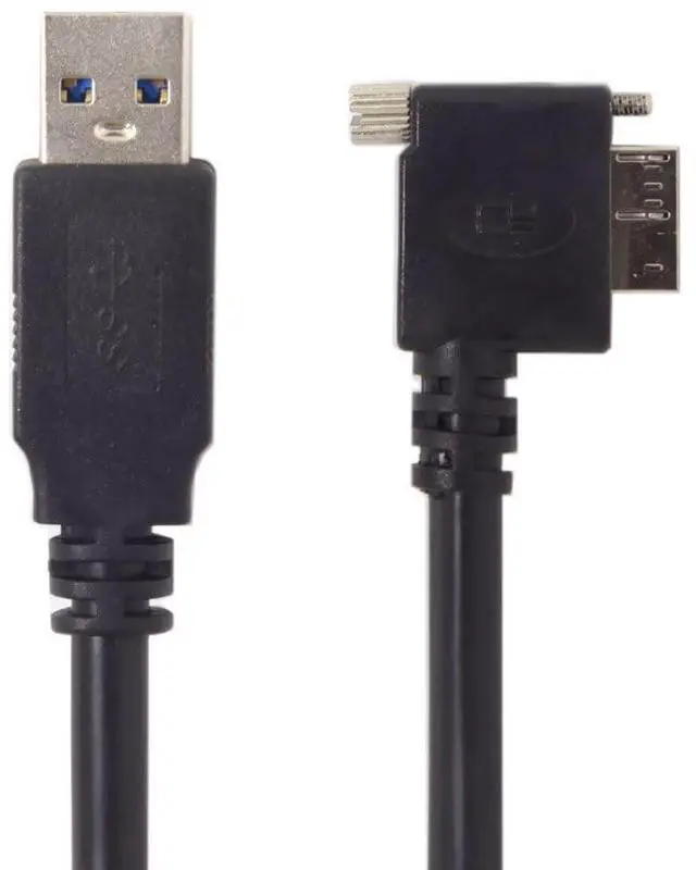 Alt view image 2 of 7 - Micro USB 3.0 Cable USB 3.0 Type A Male to Micro B Male 90 Degree Right Angled Cable with Mount Panel Screws 3.0M