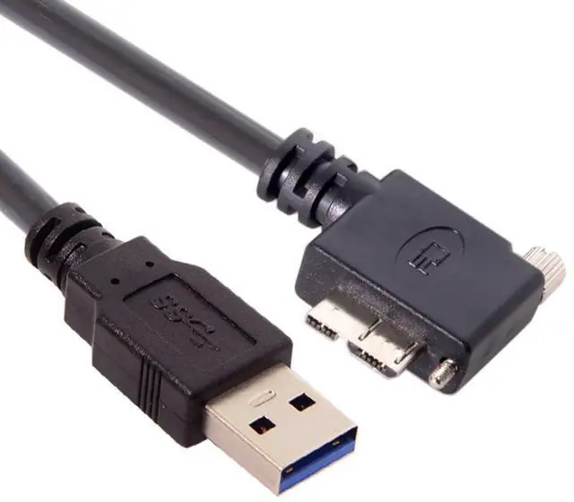 Alt view image 7 of 7 - Micro USB 3.0 Cable USB 3.0 Type A Male to Micro B Male 90 Degree Right Angled Cable with Mount Panel Screws 3.0M