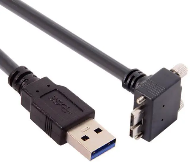 Alt view image 5 of 7 - Micro USB 3.0 Cable USB 3.0 Type A Male to Micro B Male 90 Degree UP Angled Cable with Mount Panel Screws 3.0M