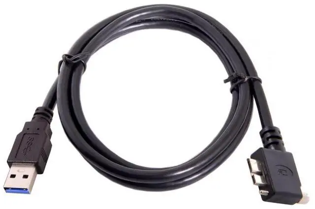 Alt view image 3 of 7 - Micro USB 3.0 Cable USB 3.0 Type A Male to Micro B Male 90 Degree Left Angled Cable with Mount Panel Screws 1.2M