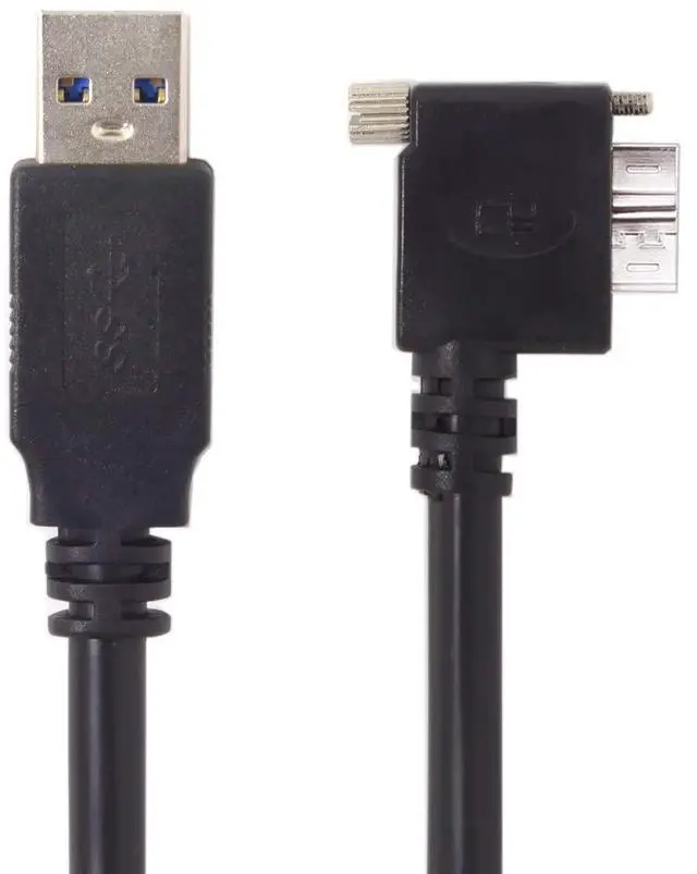 Main image of Micro USB 3.0 Cable USB 3.0 Type A Male to Micro B Male 90 Degree Left Angled Cable with Mount Panel Screws 5.0M