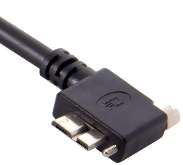 Alt view image 5 of 7 - Micro USB 3.0 Cable USB 3.0 Type A Male to Micro B Male 90 Degree Left Angled Cable with Mount Panel Screws 1.2M