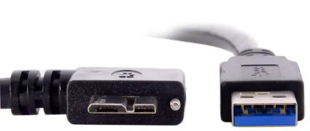 Alt view image 7 of 7 - Micro USB 3.0 Cable USB 3.0 Type A Male to Micro B Male 90 Degree Left Angled Cable with Mount Panel Screws 1.2M