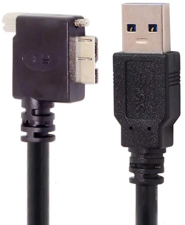 Main image of Micro USB 3.0 Cable USB 3.0 Type A Male to Micro B Male 90 Degree Right Angled Cable with Mount Panel Screws 5.0M