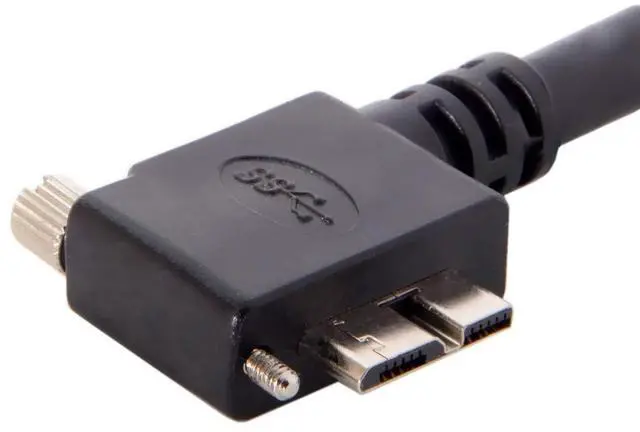 Alt view image 2 of 7 - Micro USB 3.0 Cable USB 3.0 Type A Male to Micro B Male 90 Degree Right Angled Cable with Mount Panel Screws 5.0M