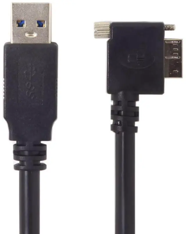Alt view image 6 of 7 - Micro USB 3.0 Cable USB 3.0 Type A Male to Micro B Male 90 Degree Right Angled Cable with Mount Panel Screws 5.0M