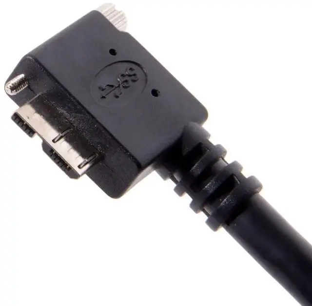 Alt view image 3 of 7 - Micro USB 3.0 Cable USB 3.0 Type A Male to Micro B Male 90 Degree Left Angled Cable with Mount Panel Screws 3.0M