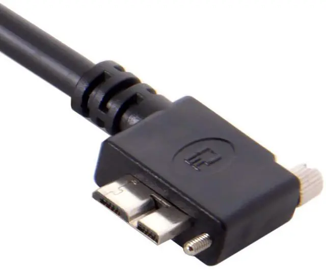 Alt view image 4 of 7 - Micro USB 3.0 Cable USB 3.0 Type A Male to Micro B Male 90 Degree Left Angled Cable with Mount Panel Screws 3.0M