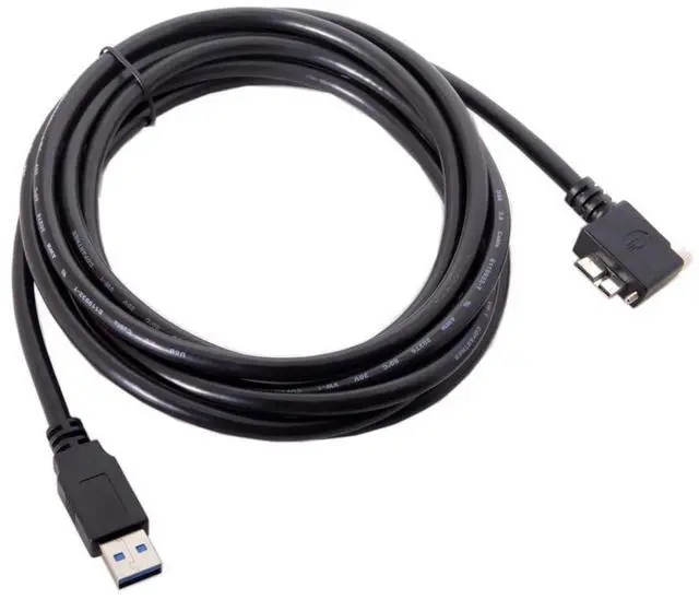 Alt view image 5 of 7 - Micro USB 3.0 Cable USB 3.0 Type A Male to Micro B Male 90 Degree Left Angled Cable with Mount Panel Screws 3.0M