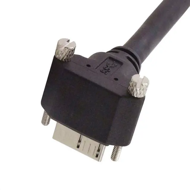 Alt view image 5 of 7 - Micro USB 3.0 Cable USB 3.0 Type A Male to Micro B Male 90 Degree Down Angled Cable with Mount Panel Screws 3.0M