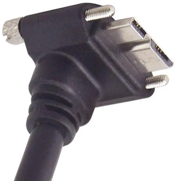 Alt view image 4 of 7 - Micro USB 3.0 Cable USB 3.0 Type A Male to Micro B Male 90 Degree Down Angled Cable with Mount Panel Screws 3.0M