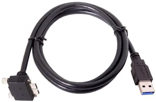 Alt view image 6 of 7 - Micro USB 3.0 Cable USB 3.0 Type A Male to Micro B Male 90 Degree Down Angled Cable with Mount Panel Screws 1.2M