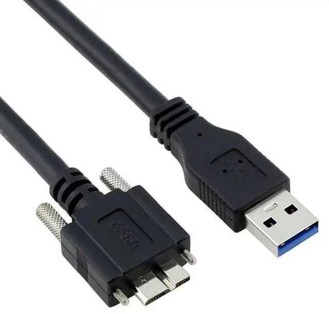 Alt view image 7 of 7 - Micro USB 3.0 Cable USB 3.0 Type A Male to Micro B Male Cable with Mount Panel Screws 1.2M