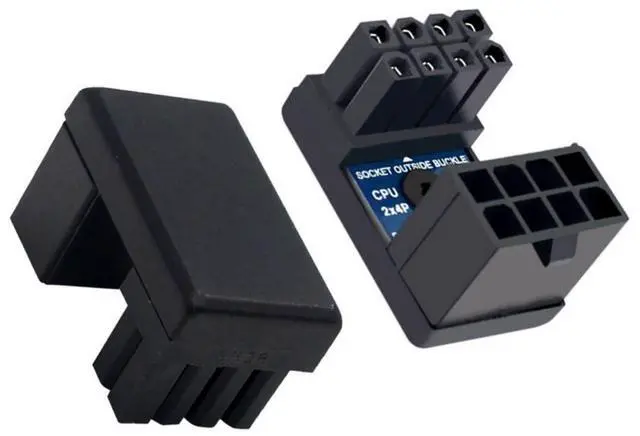 Alt view image 7 of 7 - 2 Pack ATX 8Pin EPS 12V 180 Degree Angled CPU Power Socket Inside Buckle Connector Adapter