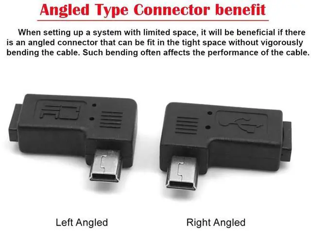 Alt view image 2 of 7 - 2 Pack Mini USB 5Pin Male to Micro USB Female 90 Degree Left & Right Angled Data Sync Power Adapter