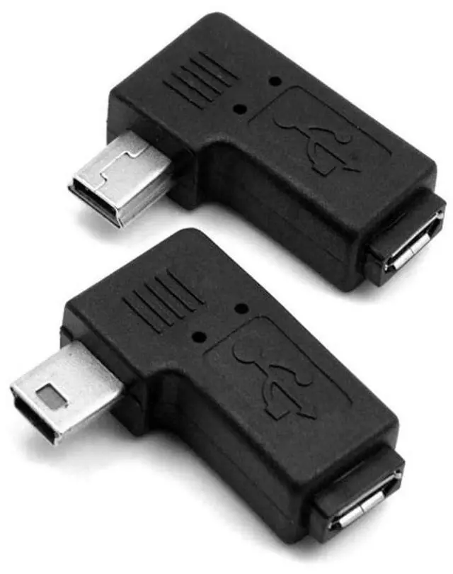 Alt view image 6 of 7 - 2 Pack Mini USB 5Pin Male to Micro USB Female 90 Degree Left & Right Angled Data Sync Power Adapter