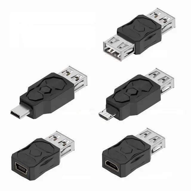 Main image of 5 Pack USB 2.0 Connector Micro USB  Mini USB 5Pin to USB 2.0 OTG Data Charge Converter Adapter