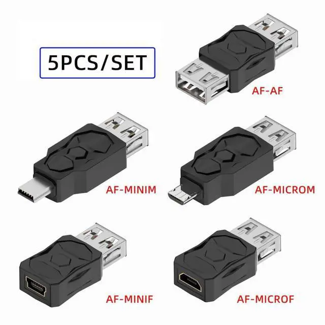 Alt view image 2 of 7 - 5 Pack USB 2.0 Connector Micro USB  Mini USB 5Pin to USB 2.0 OTG Data Charge Converter Adapter