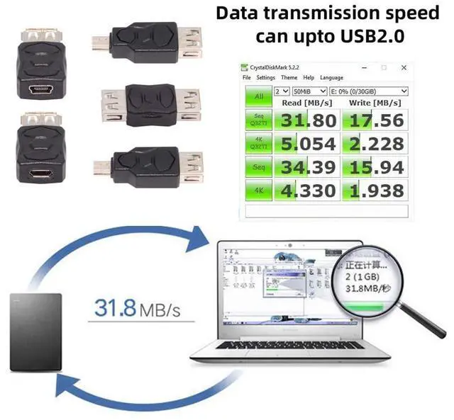 Alt view image 3 of 7 - 5 Pack USB 2.0 Connector Micro USB  Mini USB 5Pin to USB 2.0 OTG Data Charge Converter Adapter