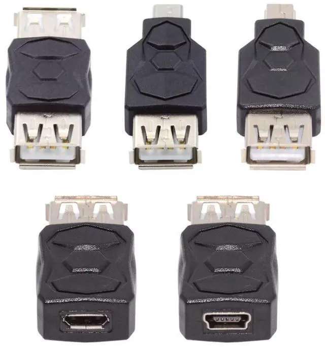 Alt view image 4 of 7 - 5 Pack USB 2.0 Connector Micro USB  Mini USB 5Pin to USB 2.0 OTG Data Charge Converter Adapter