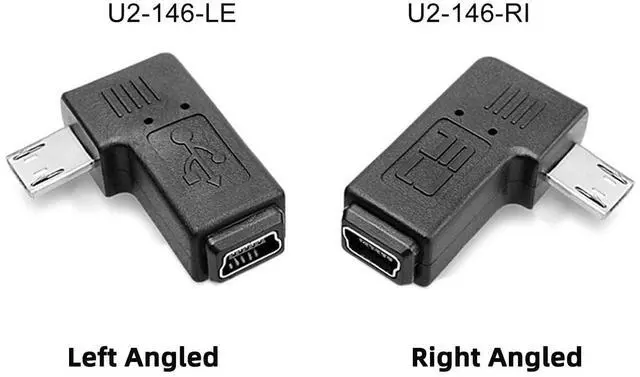 Alt view image 5 of 7 - 2 Pack Mini USB Female to Micro USB Male 90 Degree Left/Right Angled Data Sync Power Connector Adapter