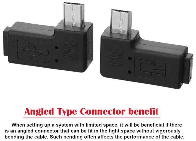 Alt view image 4 of 7 - 2 Pack Micro USB Male to Female 90 Degree Left  Right Angled Extension Connector Adapter