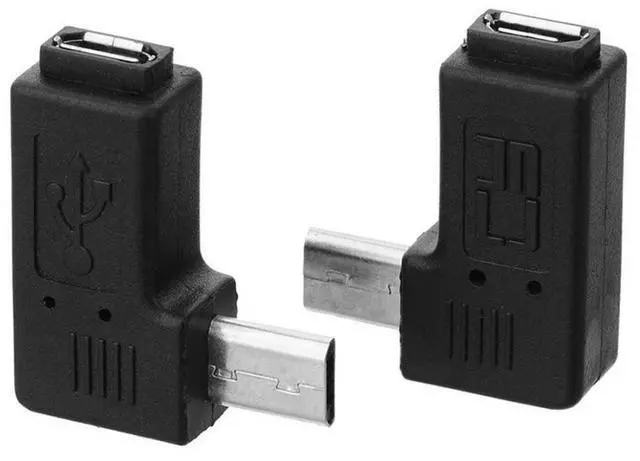 Alt view image 5 of 7 - 2 Pack Micro USB Male to Female 90 Degree Left  Right Angled Extension Connector Adapter