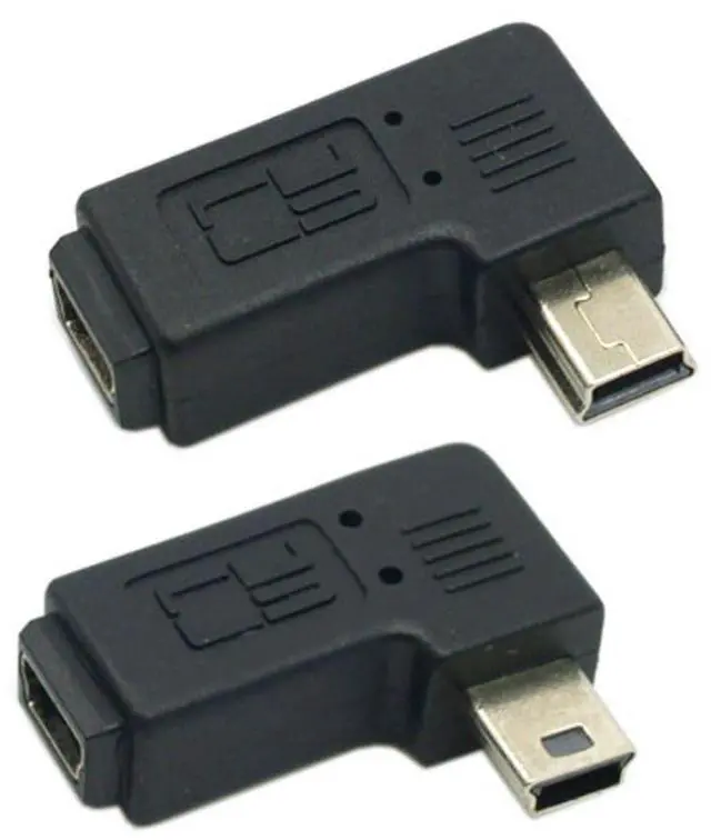 Alt view image 7 of 7 - 2 Pack Mini USB 5 Pin Male to Female 90 Degree Left & Right Angled Extension Connector Adapter