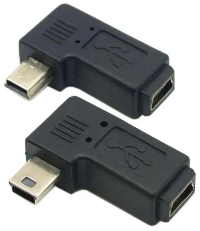 Alt view image 6 of 7 - 2 Pack Mini USB 5 Pin Male to Female 90 Degree Left & Right Angled Extension Connector Adapter