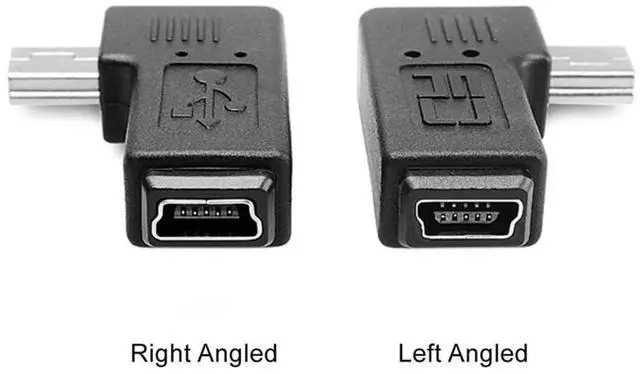 Alt view image 5 of 7 - 2 Pack Mini USB 5 Pin Male to Female 90 Degree Left & Right Angled Extension Connector Adapter