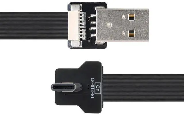 Alt view image 7 of 7 - USB C Flat Cable USB 2.0 Male to USB C Male 90 Degree Right Angled Ribbon Flex Extension Cable Adapter 2.0M