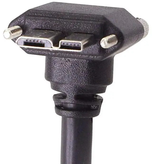 Alt view image 2 of 7 - Micro USB 3.0 Cable USB 3.0 Type A Male to Micro B Male 90 Degree UP Angled Cable with Mount Panel Screws 3.0M