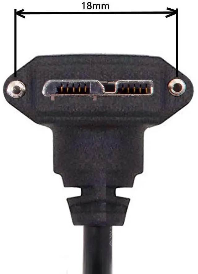 Alt view image 3 of 7 - Micro USB 3.0 Cable USB 3.0 Type A Male to Micro B Male 90 Degree UP Angled Cable with Mount Panel Screws 3.0M