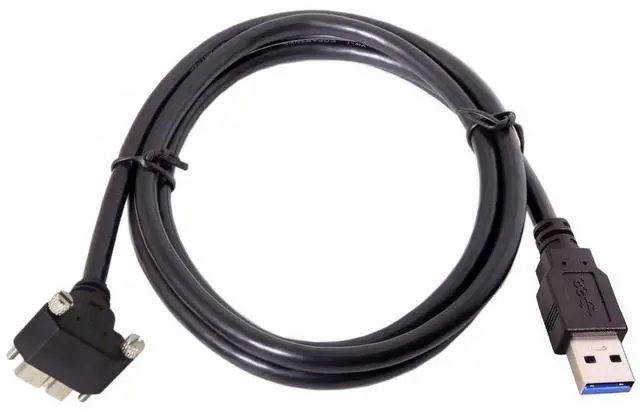 Alt view image 4 of 7 - Micro USB 3.0 Cable USB 3.0 Type A Male to Micro B Male 90 Degree UP Angled Cable with Mount Panel Screws 3.0M