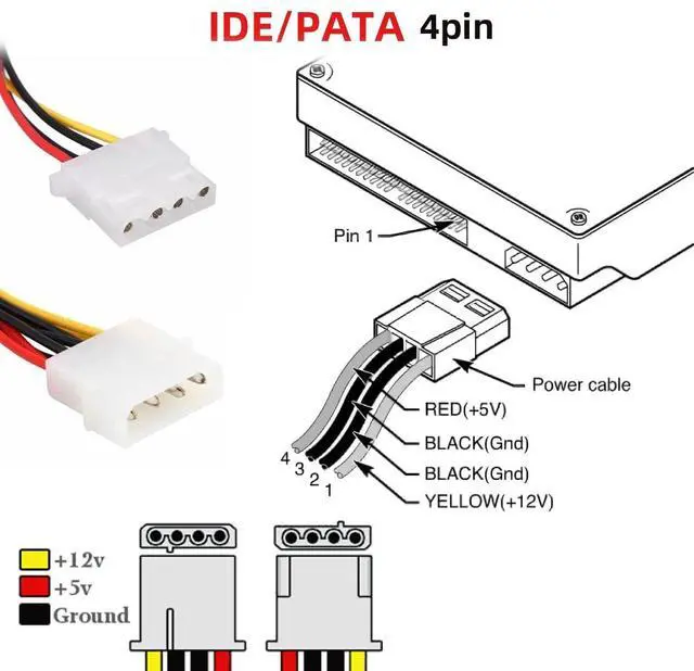 Alt view image 4 of 7 - IDE 4Pin 1 to 2 SATA 15Pin Hard Disk SDD Power Supply Extension Cable 15cm