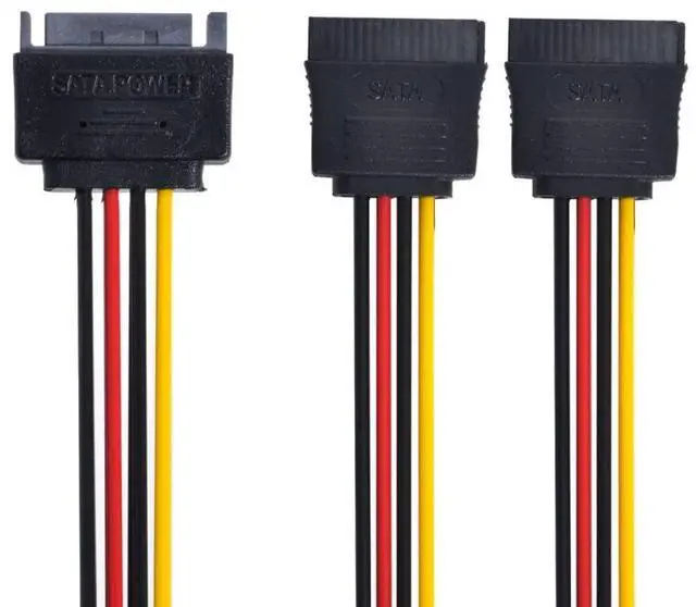 Alt view image 2 of 4 - CY SATA Power Cable,SATA II Hard Disk 15Pin Male 1 to 2 Female Splitter Extension Power Cable for SSD HDD 5V 12V