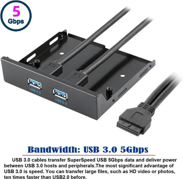 Alt view image 4 of 7 - USB 3.0 HUB Front Panel Header 19/20Pin Male 1 to 2 USB 3.0 Female Mainboard Header Port Extension Cable Adapter for PC 3.5" Floppy Bay