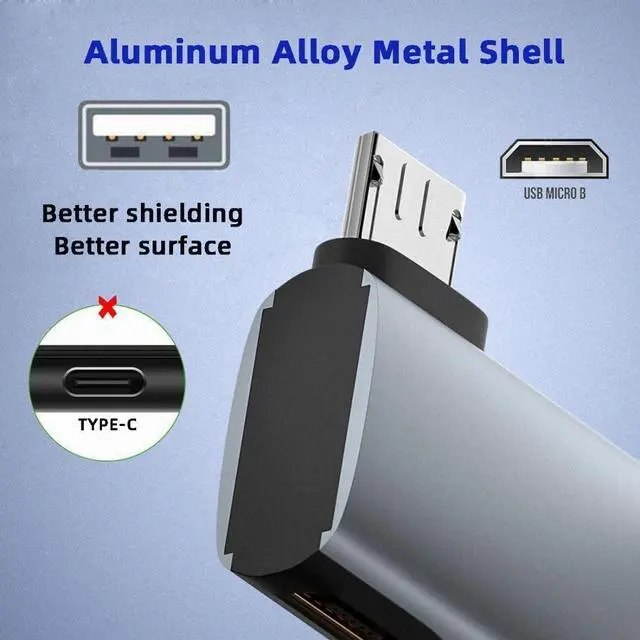 Alt view image 5 of 7 - 2 in 1 Micro USB OTG Power Adapter Micro USB Male to USB 2.0 Female 90 Degree Right Angled Connector Adapter