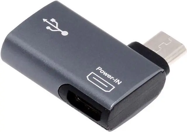 Alt view image 7 of 7 - 2 in 1 Micro USB OTG Power Adapter Micro USB Male to USB 2.0 Female 90 Degree Right Angled Connector Adapter