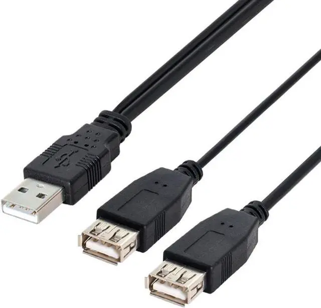 Alt view image 5 of 7 - USB 2.0 Y Splitter Cable USB 2.0 Male to Female Data Charger Extension Cable with Auxiliary Power Supply Port