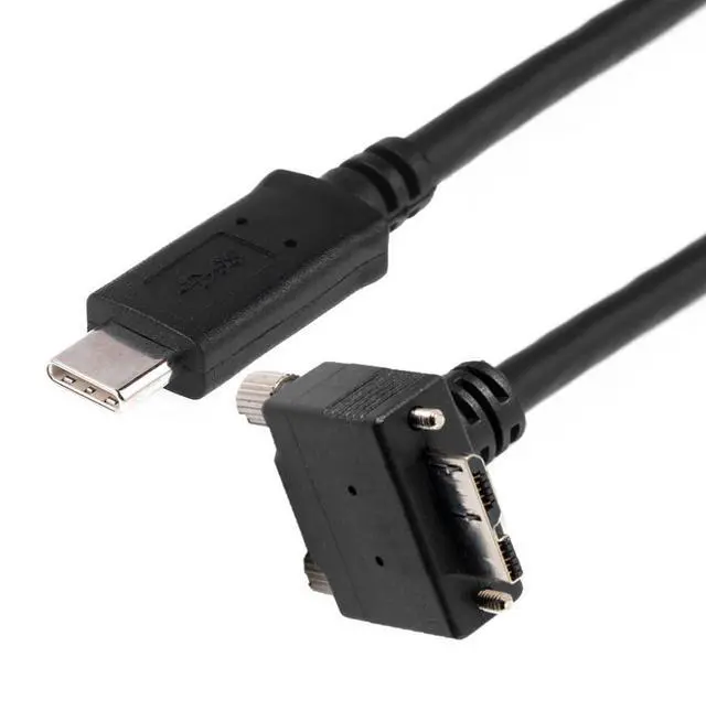 Alt view image 6 of 6 - USB C to Micro USB 3.0 Data Cable 90 Degree Down Angled with Screw Mount 5Gbps